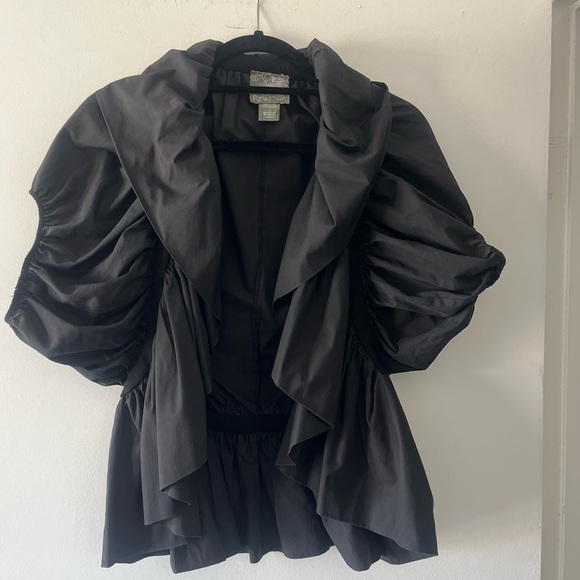 Ryu Black Ruffled Puff Sleeve Jacket - Picture 1 of 3